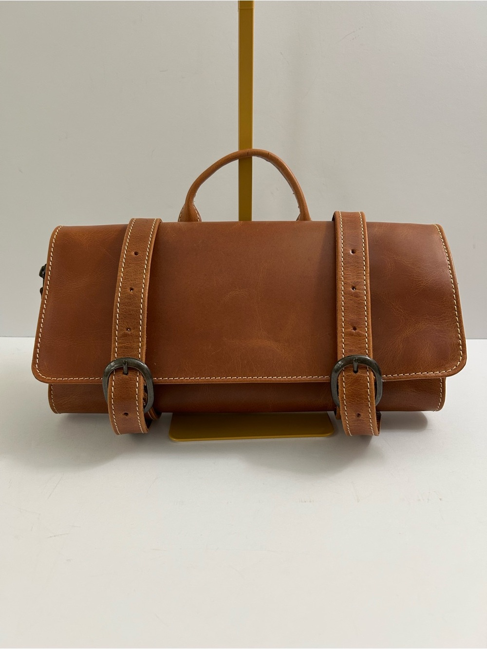 Leather Toiletry Bag -  Leather Roll Buckle Closure